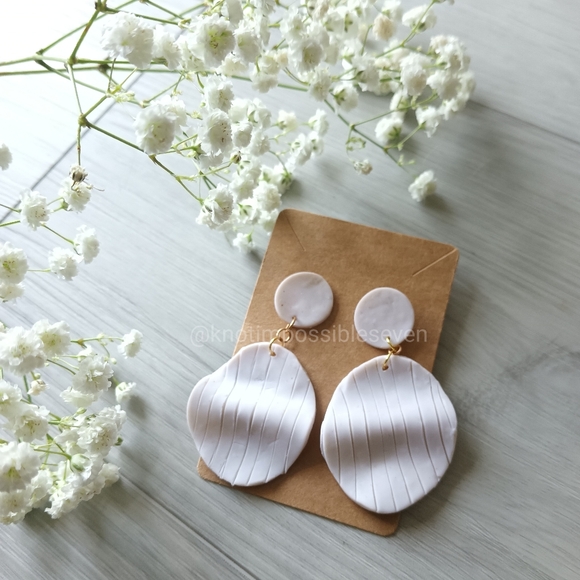 Classy Embossed Stud Dangle Earrings - Picture 1 of 3
